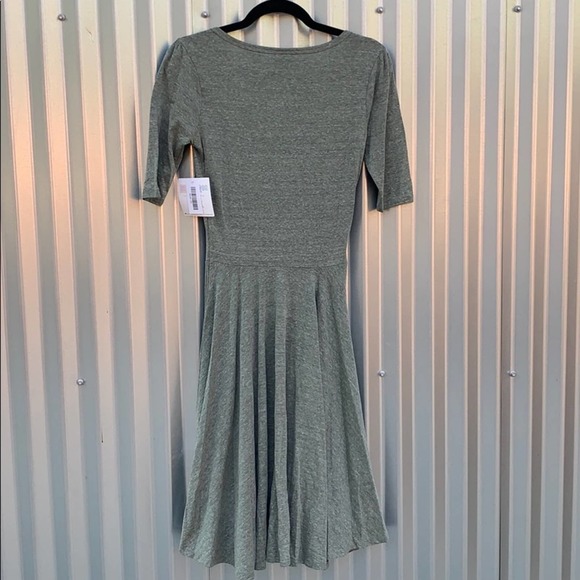 NWT Lularoe Nicole Khaki Green Heathered Dress XS - Picture 9 of 9